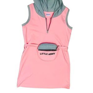 Little Miss Pink Gray Hoodie Belt/Zip-Bag Sleeveless Girl Dress Sz 12